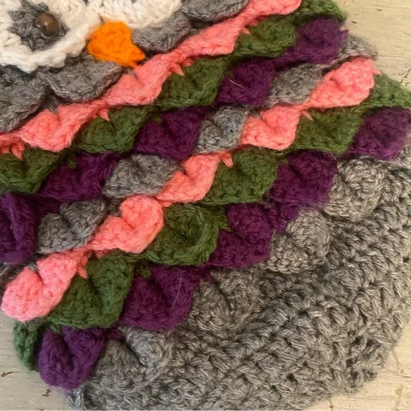 Handmade Crocheted Owl Purse 9x8x6 Good Condition - Picture 3 of 5